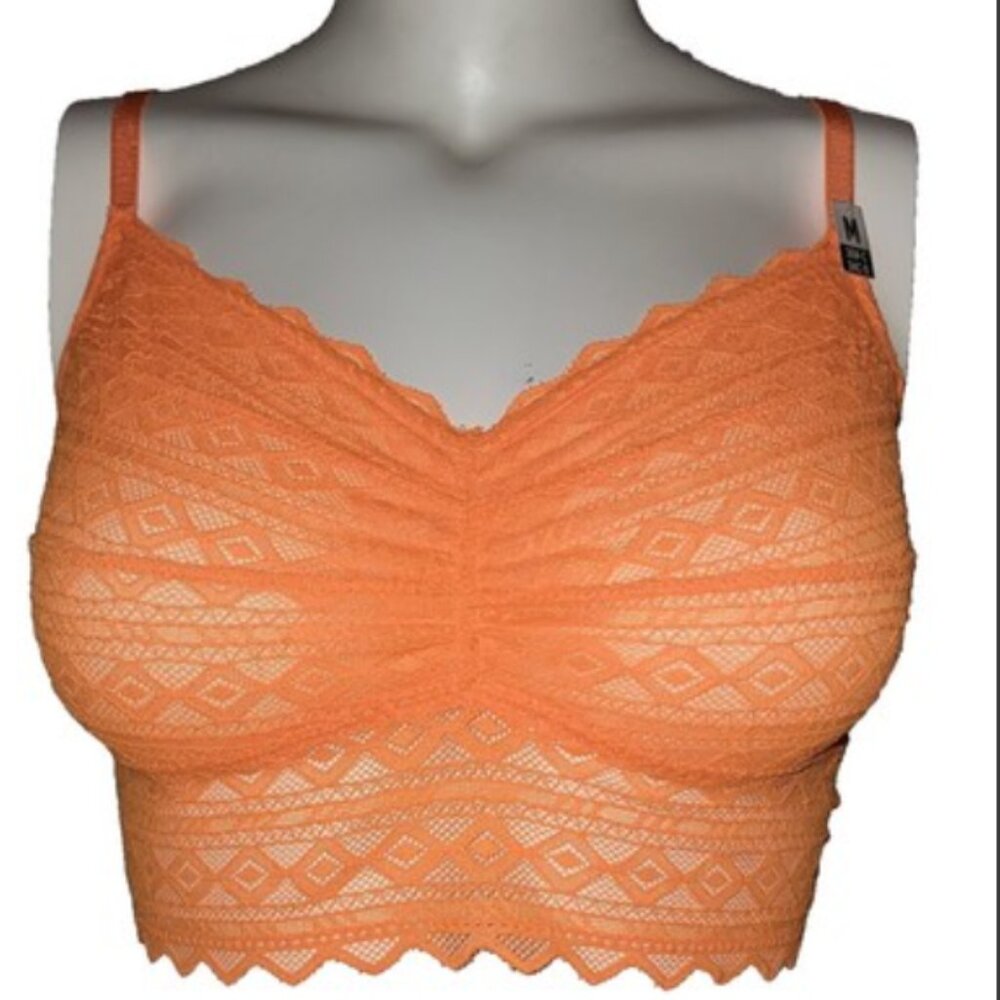 PINK Victoria's Secret Bright Orange Lace Bralette Medium